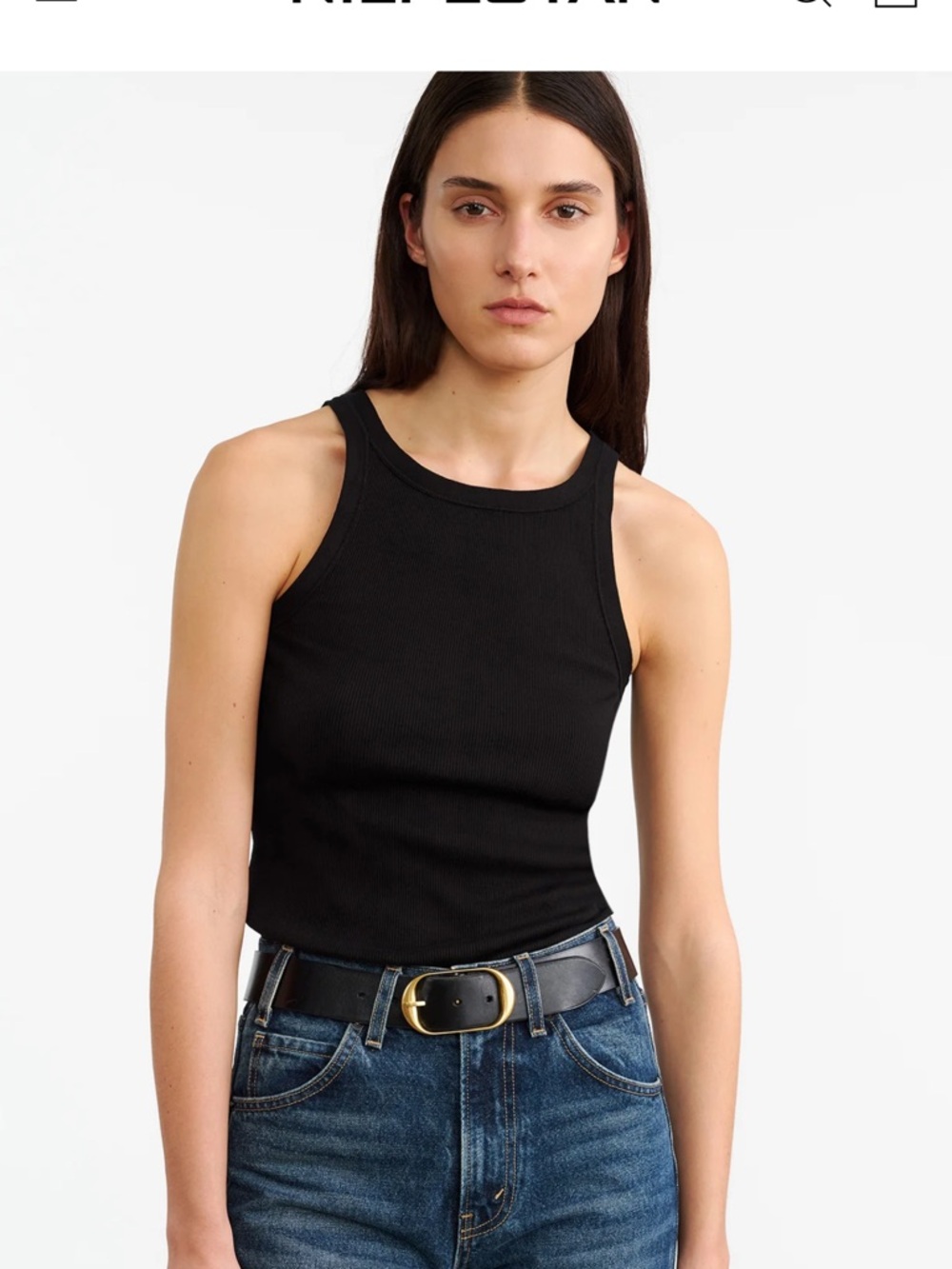 Nili Lotan Black Ribbed Jennifer Tank Top Sz L